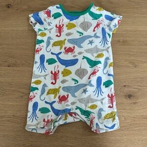 Baby Boden Sea Life Romper - White with Multicolor Ocean Prints